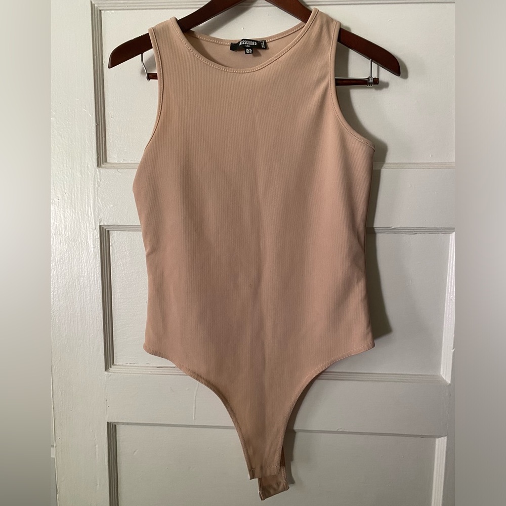 Beige Ribbed Body Suit